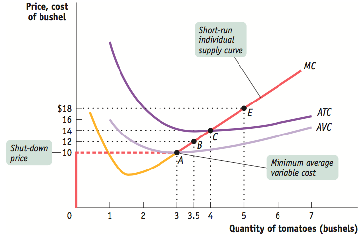 Shut-down price and short-run supply curve